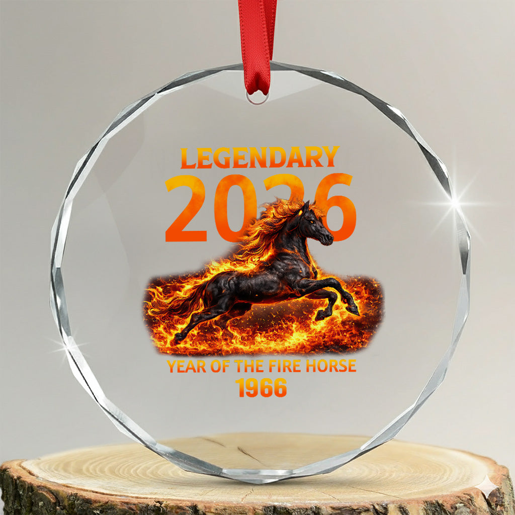 Legendary 2026 Year of the Fire Horse Crystal Glass Ornament Since 1966 Fiery Zodiac Birthday Gift TS02 Transparent Glass 3'' Circle Print Your Wear
