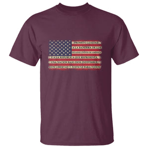Spanish Pledge of Allegiance USA Flag Vintage Patriotic Graphic T Shirt American Patriotic Promesa de Lealtad TS02 Maroon Printyourwear