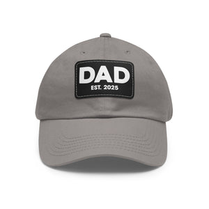 Dad Est 2025 Leather Patch Baseball Cap New Dad Hat Fathers Day Gift TS02 Universal Fit Gray Black Print Your Wear