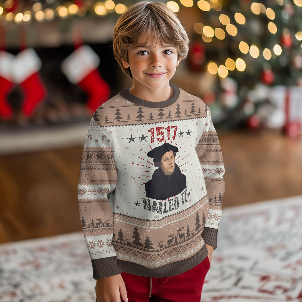 Martin Luther 1517 Nailed It Ugly Christmas Sweater Reformation Holiday Gag Gift TS02 Mocha Mousse Print Your Wear