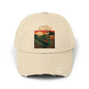 Alligator Alcatraz Vintage Distressed Cap Retro Florida Swamp Political Sarcasm TS02 Classic Cap Universal Fit Beige Printyourwear
