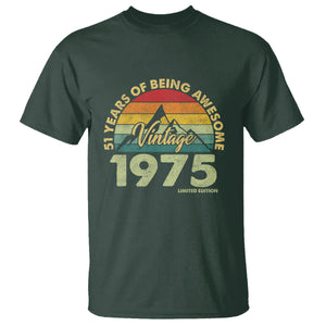 Vintage 1975 Limited Edition T Shirt - 51th Birthday 51 Years Old Gift TS10 Dark Forest Green PrintYourWear