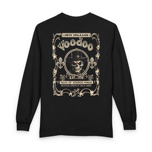 On Back New Orleans Voodoo Long Sleeve Shirt Tales Of Voodoo Magic Skull Spooky Hoodoo Rootworker TS11 Black Print Your Wear