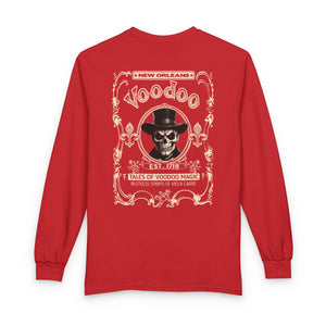 On Back New Orleans Voodoo Long Sleeve Shirt Tales Of Voodoo Magic Skull Spooky Hoodoo Rootworker TS11 Red Print Your Wear
