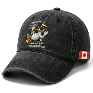 Customer Request – Funny Duck Sarcastic Quote Canada Flag Washed Cotton Baseball Cap TS12 Washed Cap Universal Fit CA-Black Print Your Wear