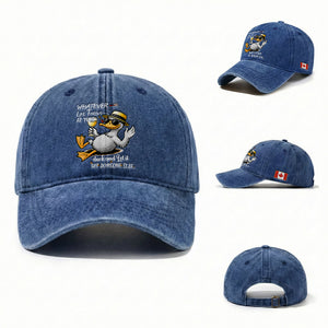 Customer Request – Funny Duck Sarcastic Quote Canada Flag Washed Cotton Baseball Cap TS12 Washed Cap Universal Fit CA-Royal Blue Print Your Wear