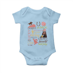 Talk Derby To Me Baby Onesie Horse Riders Ky Racing Day TS02 Light Blue Print Your Wear