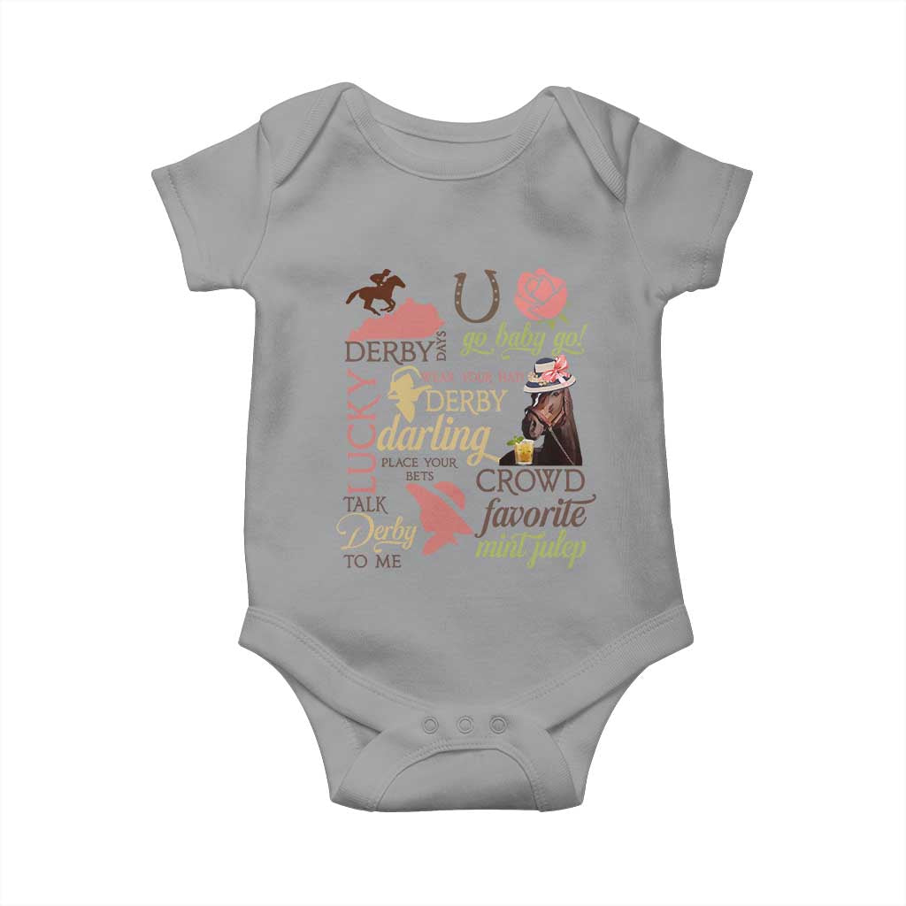 Talk Derby To Me Baby Onesie Horse Riders Ky Racing Day TS02 Sport Gray Print Your Wear