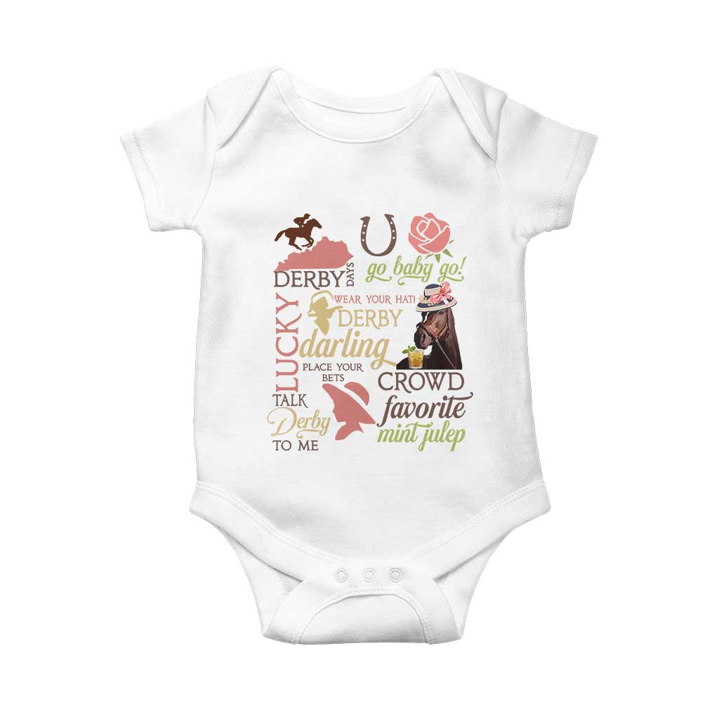 Talk Derby To Me Baby Onesie Horse Riders Ky Racing Day TS02 White Print Your Wear