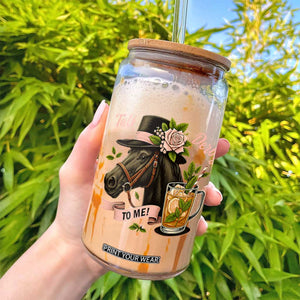 Talk Derby To Me Glass Can Ky Horse Racing Mint Julep and Roses TS02 Print Your Wear