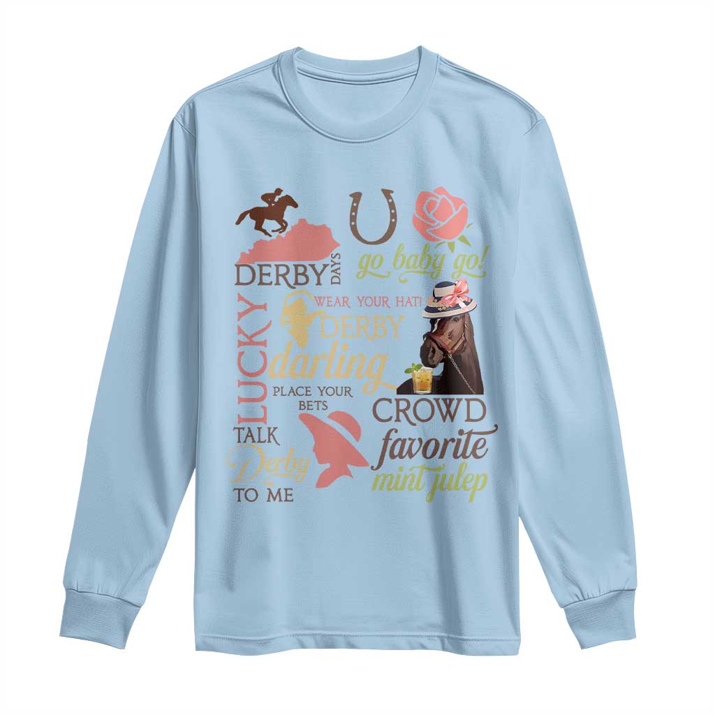 Talk Derby To Me Long Sleeve Shirt Horse Riders Ky Racing Day TS02 Light Blue Print Your Wear