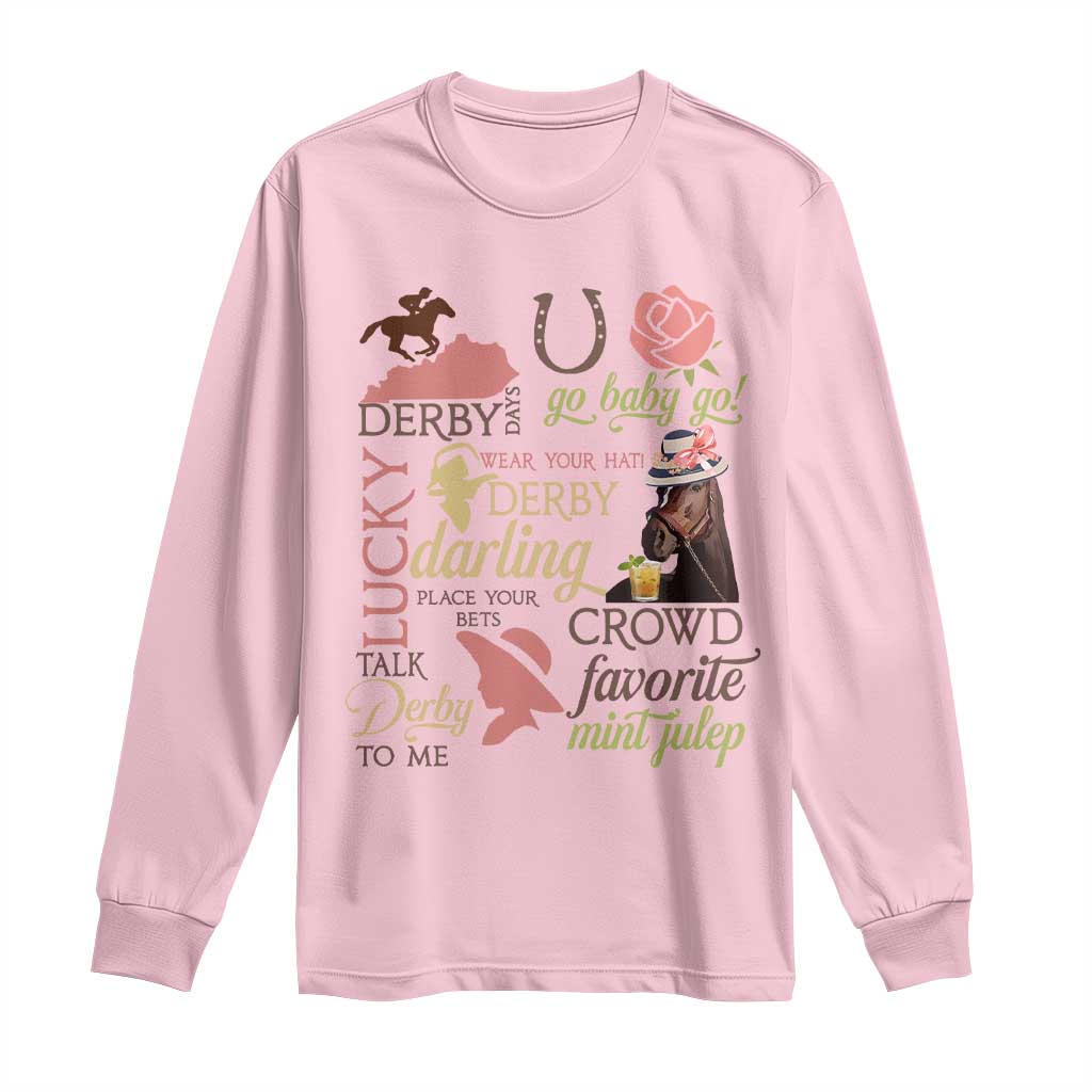 Talk Derby To Me Long Sleeve Shirt Horse Riders Ky Racing Day TS02 Light Pink Print Your Wear