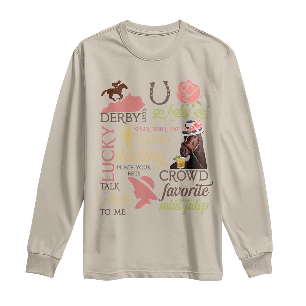 Talk Derby To Me Long Sleeve Shirt Horse Riders Ky Racing Day TS02 Sand Print Your Wear
