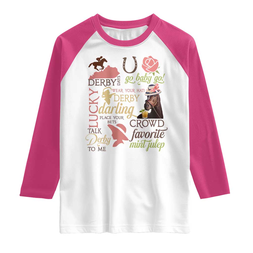 Talk Derby To Me Raglan Shirt Horse Riders Ky Racing Day TS02 White Heliconia Print Your Wear