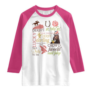Talk Derby To Me Raglan Shirt Horse Riders Ky Racing Day TS02 White Heliconia Print Your Wear