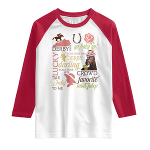 Talk Derby To Me Raglan Shirt Horse Riders Ky Racing Day TS02 White Red Print Your Wear