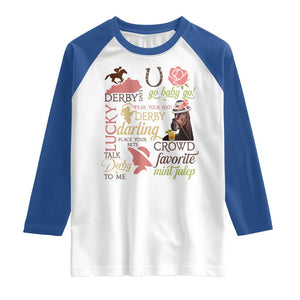 Talk Derby To Me Raglan Shirt Horse Riders Ky Racing Day TS02 White Royal Print Your Wear