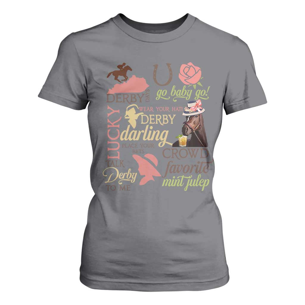 Talk Derby To Me T Shirt For Women Horse Riders Ky Racing Day TS02 Charcoal Print Your Wear