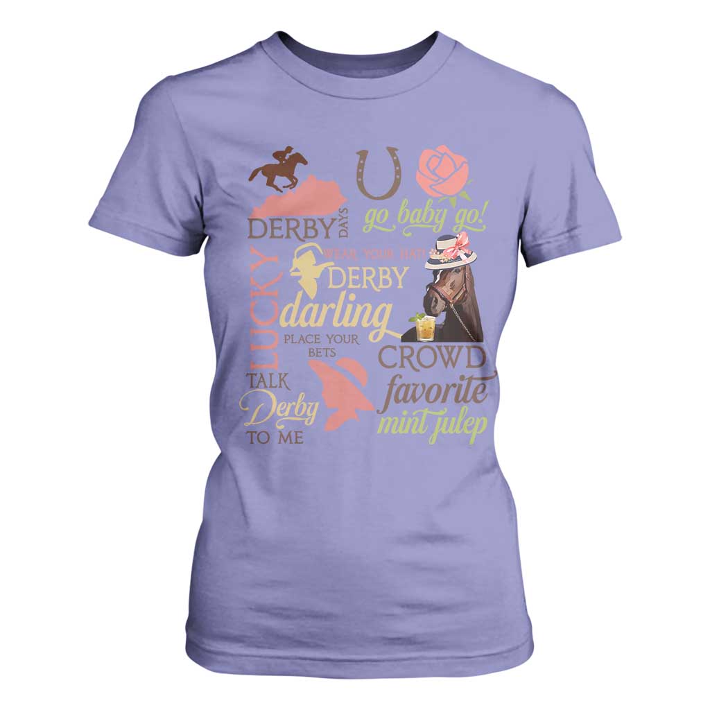 Talk Derby To Me T Shirt For Women Horse Riders Ky Racing Day TS02 Violet Print Your Wear