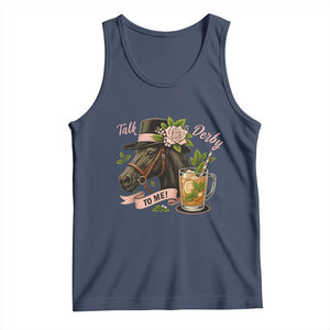 Talk Derby To Me Tank Top Ky Horse Racing Mint Julep and Roses TS02 Navy Print Your Wear