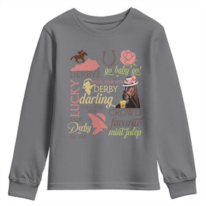 Talk Derby To Me Youth Sweatshirt Horse Riders Ky Racing Day TS02 Charcoal Print Your Wear