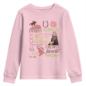 Talk Derby To Me Youth Sweatshirt Horse Riders Ky Racing Day TS02 Light Pink Print Your Wear