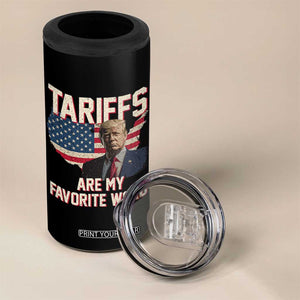 Tariffs Are My Favorite Word 4 in 1 Can Cooler Tumbler Trump 2025 Patriotic American Flag Map Vintage TS02 Print Your Wear