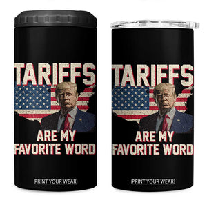 Tariffs Are My Favorite Word 4 in 1 Can Cooler Tumbler Trump 2025 Patriotic American Flag Map Vintage TS02 One Size: 16 oz Black Print Your Wear