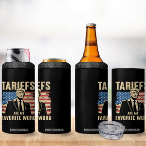 Tariffs Are My Favorite Word 4 in 1 Can Cooler Tumbler Trump 2025 Patriotic American Flag Vintage TS02 Print Your Wear