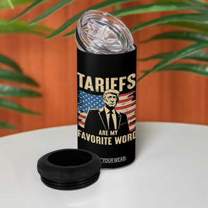 Tariffs Are My Favorite Word 4 in 1 Can Cooler Tumbler Trump 2025 Patriotic American Flag Vintage TS02 Print Your Wear