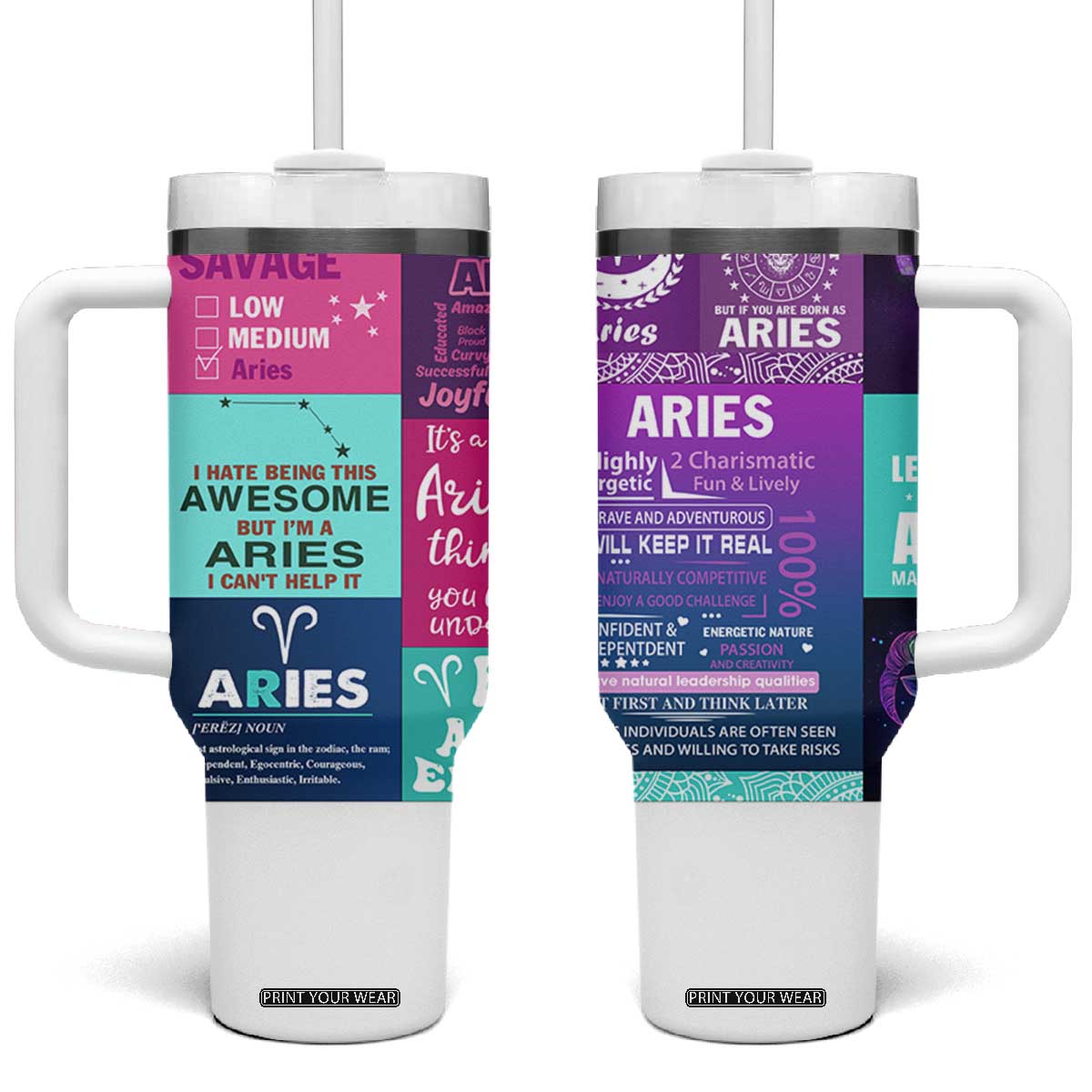 Teacher Life Tumbler With Handle Teaching Appreciation Colorful School Supplies Gift For Educator TB02 One Size: 40 oz White Print Your Wear