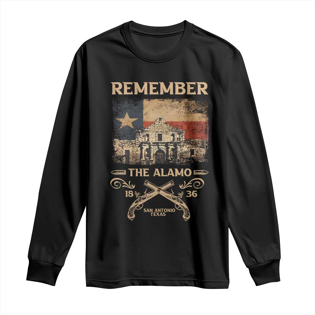 Texas Long Sleeve Shirt Remember The Alamo San Antonio 1836 TS09 Black Print Your Wear