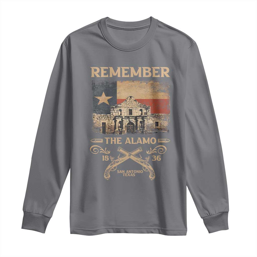 Texas Long Sleeve Shirt Remember The Alamo San Antonio 1836 TS09 Charcoal Print Your Wear