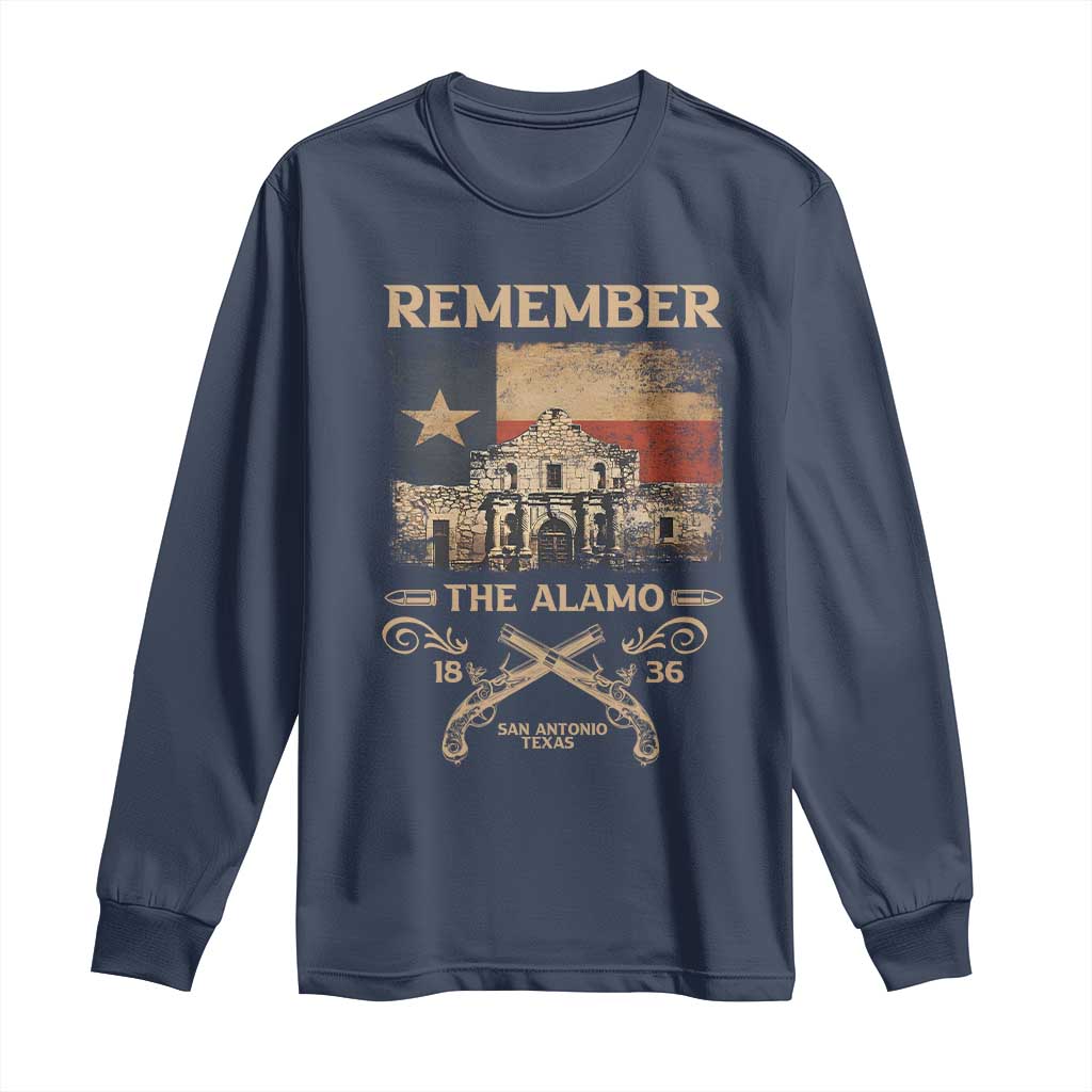Texas Long Sleeve Shirt Remember The Alamo San Antonio 1836 TS09 Navy Print Your Wear