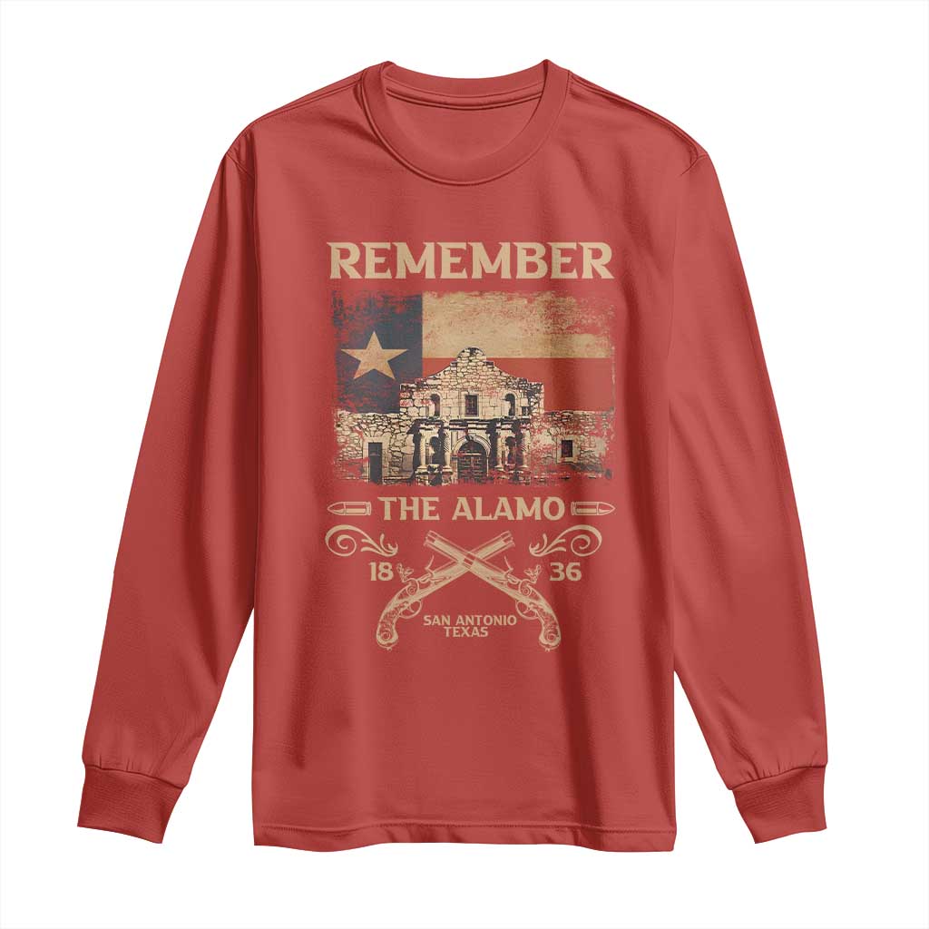 Texas Long Sleeve Shirt Remember The Alamo San Antonio 1836 TS09 Red Print Your Wear