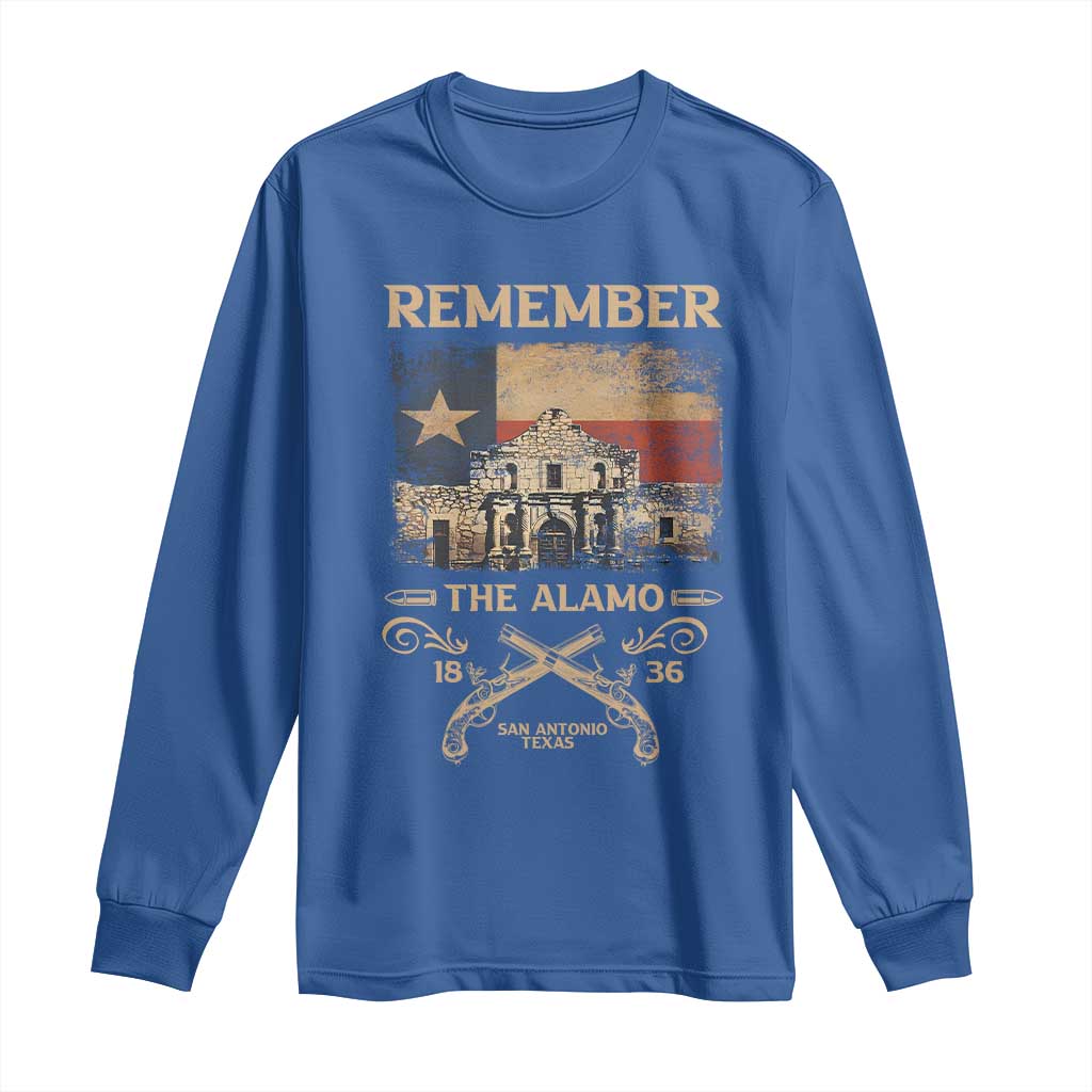 Texas Long Sleeve Shirt Remember The Alamo San Antonio 1836 TS09 Royal Blue Print Your Wear
