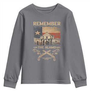 Texas Youth Sweatshirt Remember The Alamo San Antonio 1836 TS09 Charcoal Print Your Wear