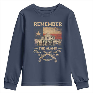 Texas Youth Sweatshirt Remember The Alamo San Antonio 1836 TS09 Navy Print Your Wear