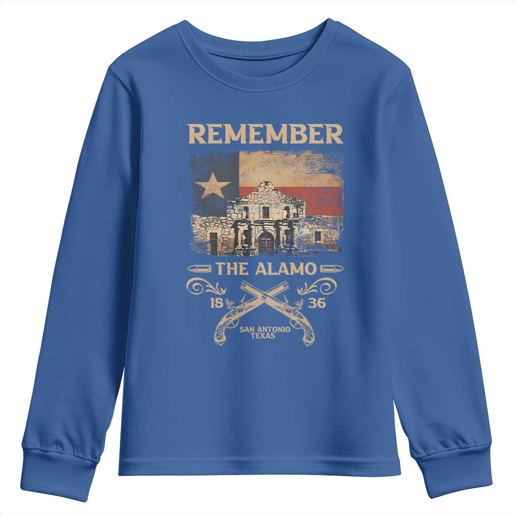Texas Youth Sweatshirt Remember The Alamo San Antonio 1836 TS09 Royal Blue Print Your Wear