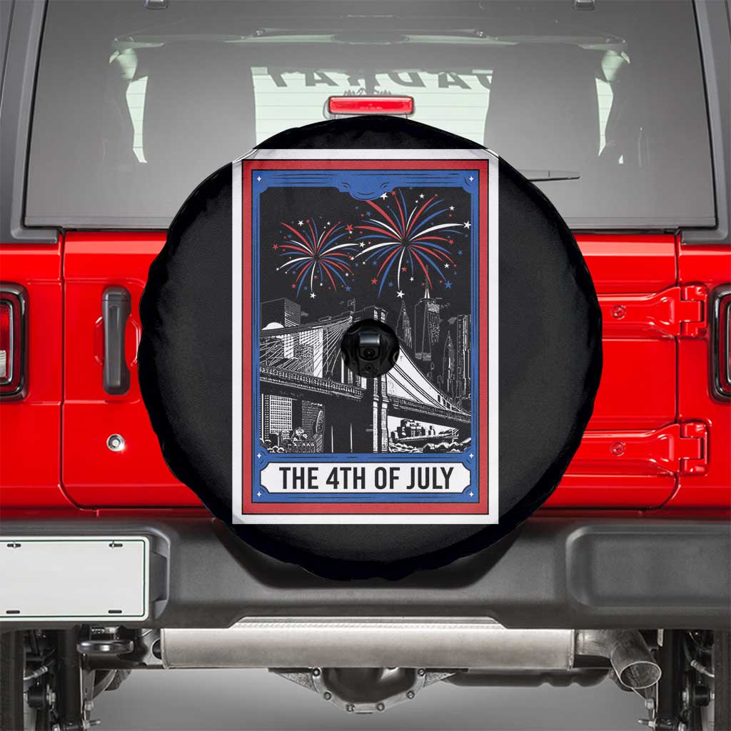 The 4th Of July Spare Tire Cover Vintage Tarot Card Dark Magic USA Fireworks TS11 Black Print Your Wear
