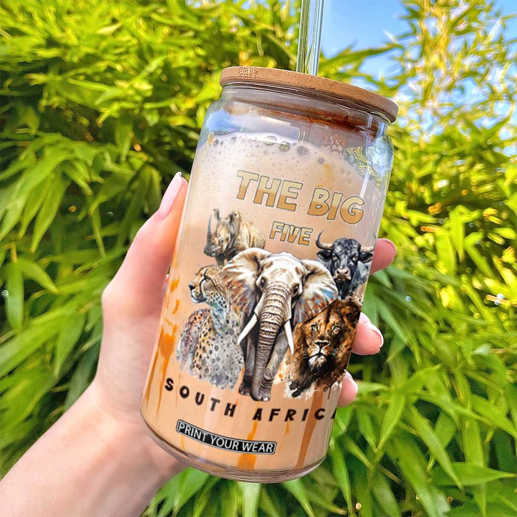 The Big Five South Africa Glass Can Elephant Lion Rhino Buffalo Leopard Animals Safari Wildlife TS02 Print Your Wear