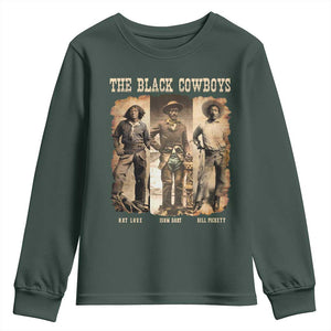 The Black Cowboys Nat Love Isom Dart Bill Pickett Youth Sweatshirt African American Cowboy TS11 Dark Forest Green Print Your Wear