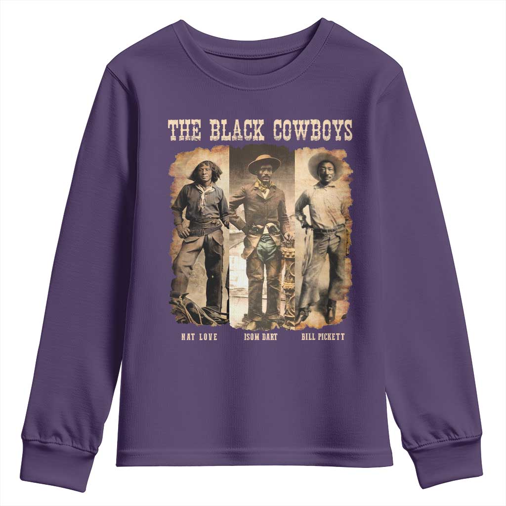 The Black Cowboys Nat Love Isom Dart Bill Pickett Youth Sweatshirt African American Cowboy TS11 Purple Print Your Wear