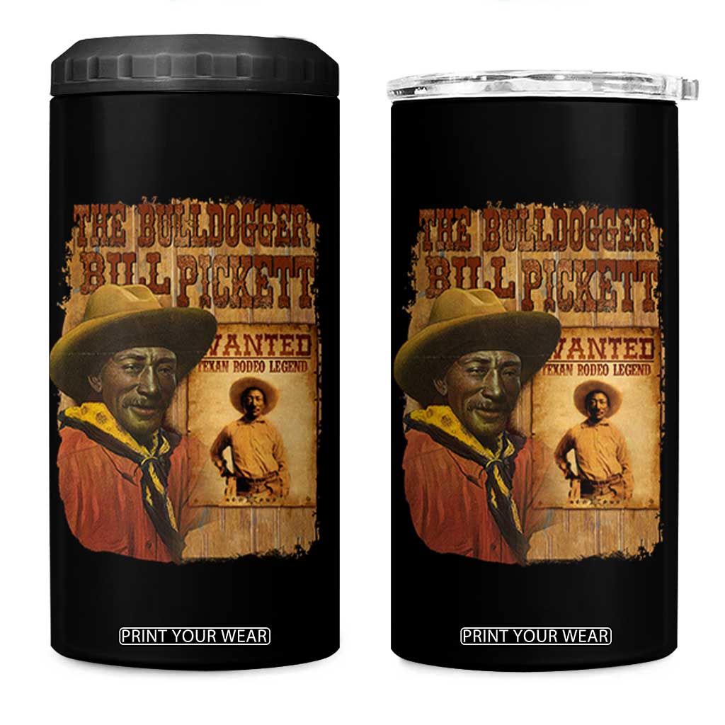 The Bulldogger Bill Pickett 4 in 1 Can Cooler Tumbler Texan Rodeo Legend TS11 One Size: 16 oz Black Print Your Wear