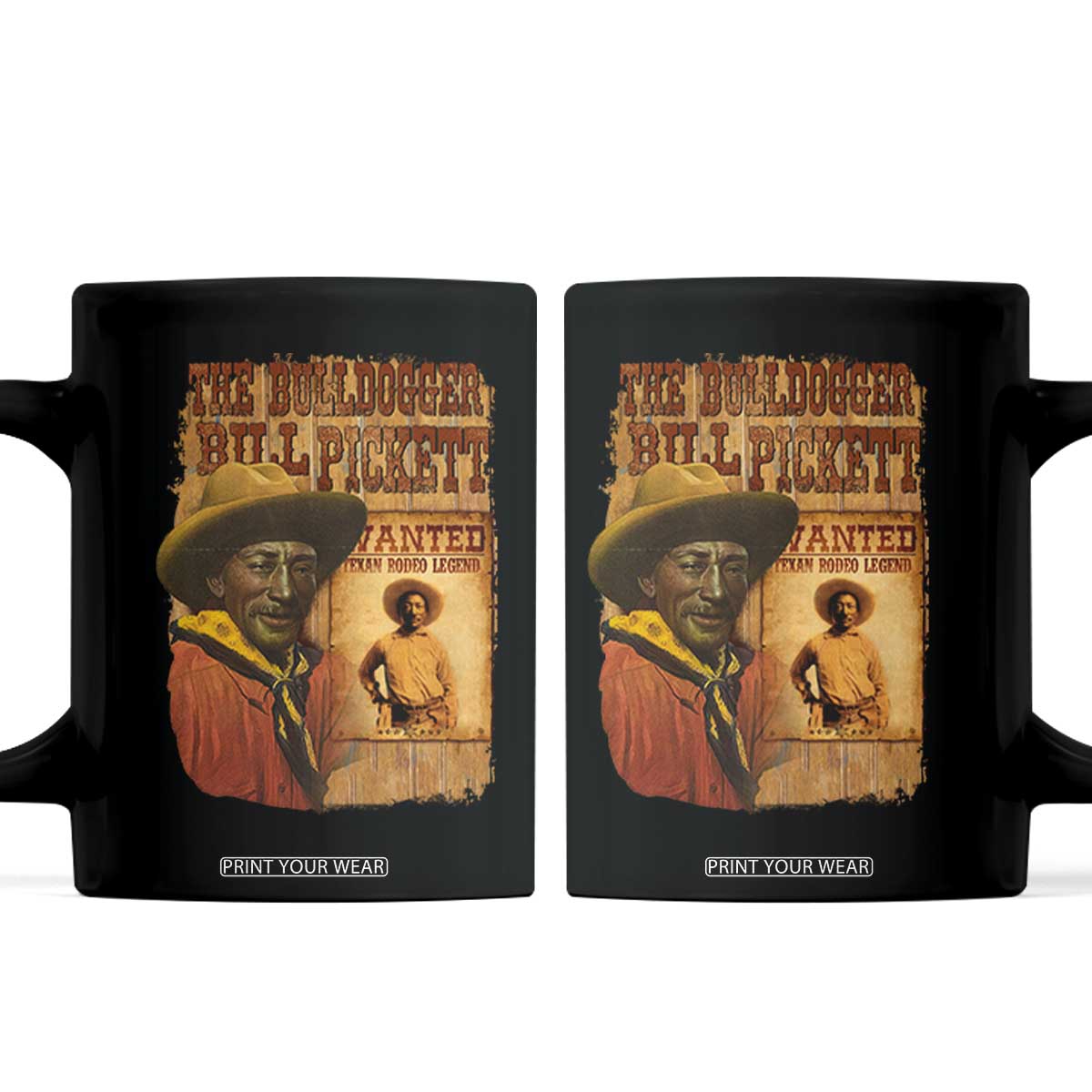 The Bulldogger Bill Pickett Coffee Mug Texan Rodeo Legend TS11 Black Print Your Wear