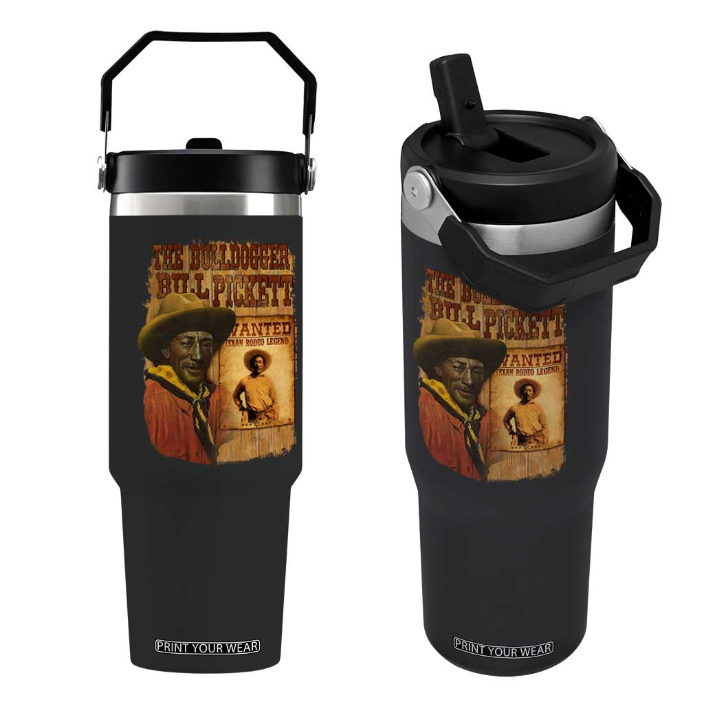 The Bulldogger Bill Pickett Flip Straw Tumbler Texan Rodeo Legend TS11 One Size: 30 oz Black Print Your Wear