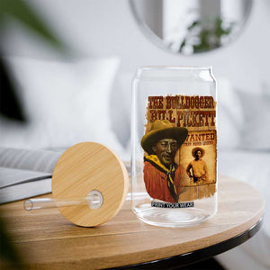 The Bulldogger Bill Pickett Glass Can Texan Rodeo Legend TS11 Print Your Wear