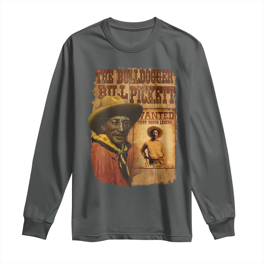 The Bulldogger Bill Pickett Long Sleeve Shirt Texan Rodeo Legend TS11 Dark Heather Print Your Wear