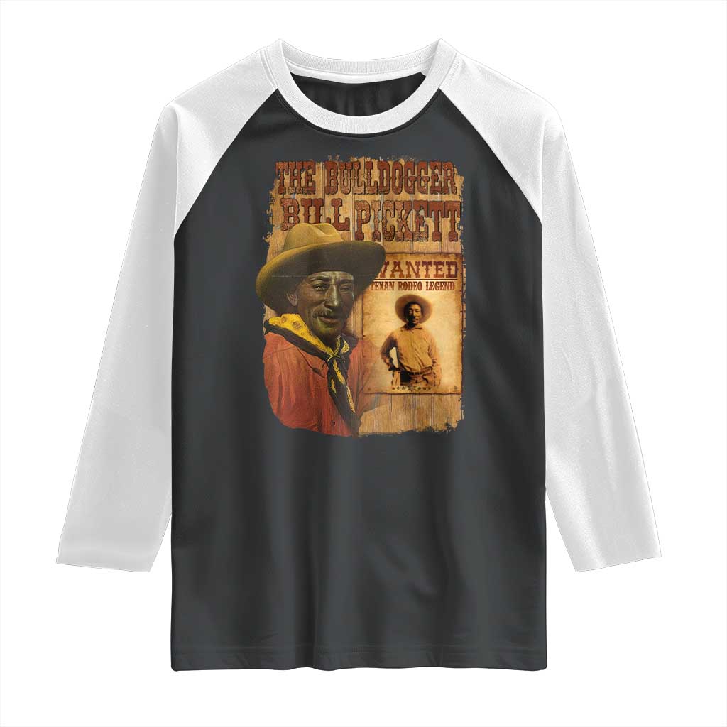 The Bulldogger Bill Pickett Raglan Shirt Texan Rodeo Legend TS11 Black White Print Your Wear