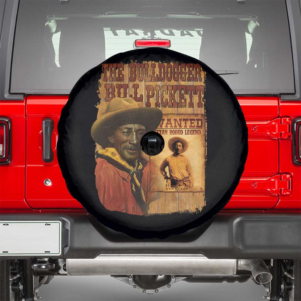 The Bulldogger Bill Pickett Spare Tire Cover Texan Rodeo Legend TS11 Black Print Your Wear